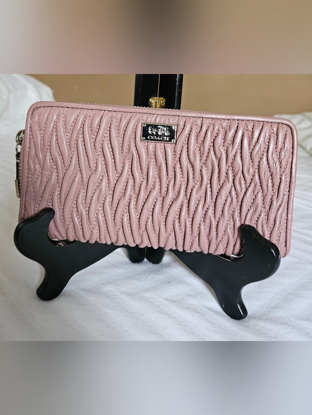 Coach Madison Gathered Twist Accordion Zip Wallet NWT